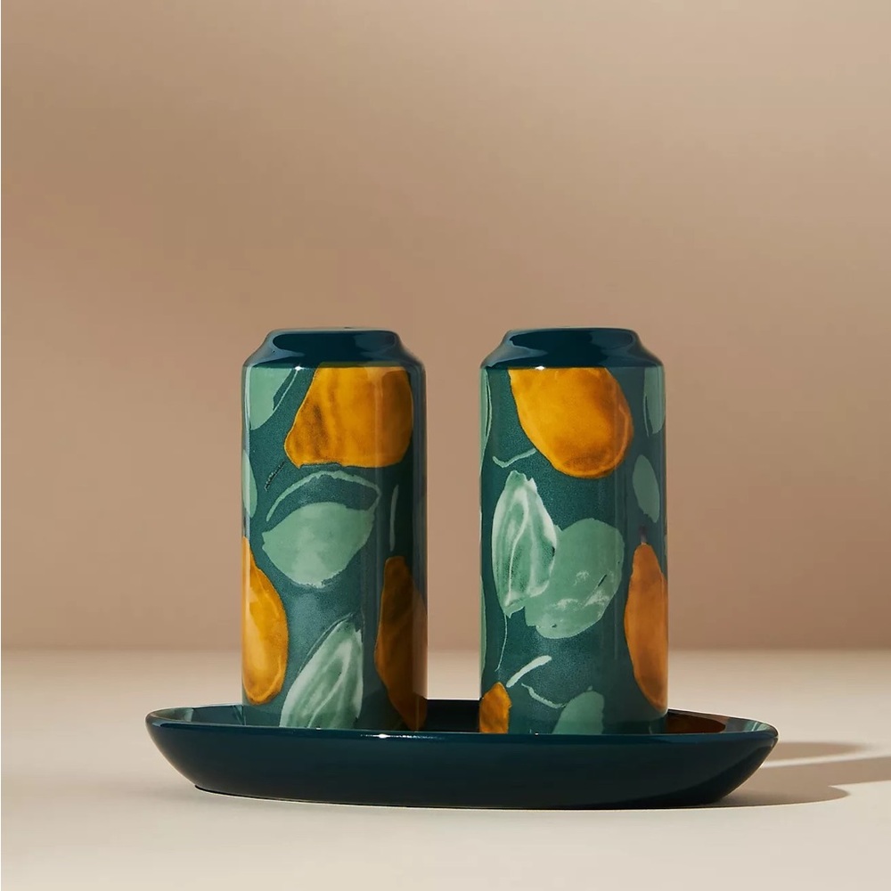 Anthropologie Holly and Pear Salt & Pepper Shakers